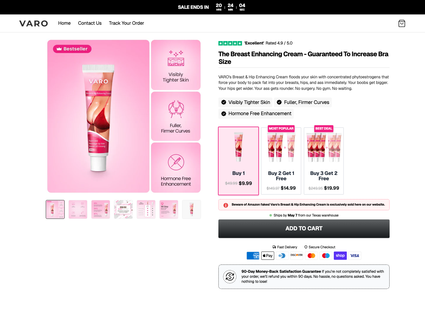 breast enlargement cream landing page 1